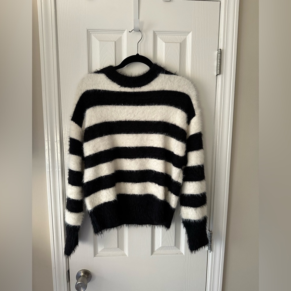 black and white striped sweater
